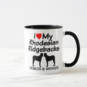 Caneca Costumado Eu Amo Os Meus Dois Cães Ridgeback Ridge