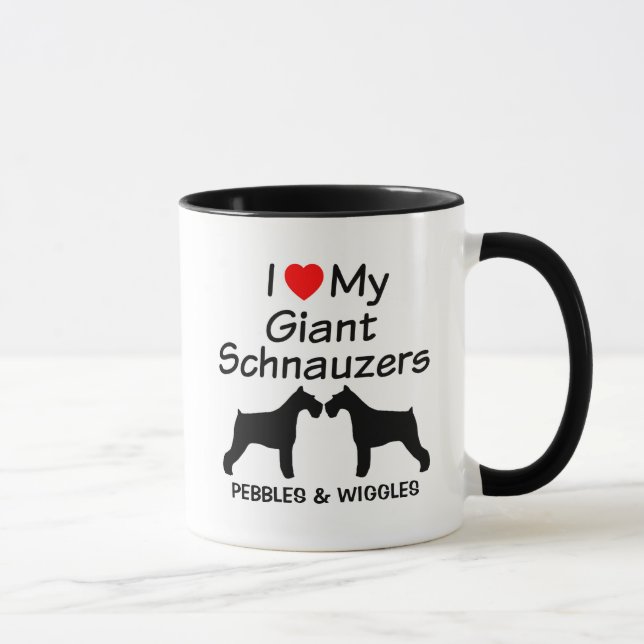Caneca Costume Adoro Meus Dois Cachorros Gigantes Schnauz (Direita)