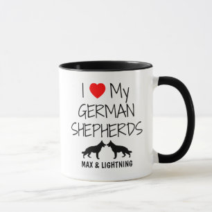 Caneca Costume Adoro Meus Dois German shepherd
