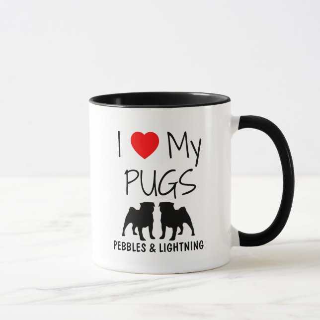 Caneca Costume Adoro Meus Dois Pugs (Direita)