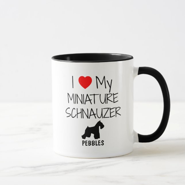 Caneca Costume Adoro Minha Miniatura Schnauzer (Direita)