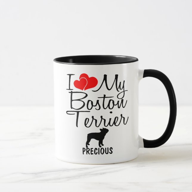 Caneca Costume Amo Meu Boston Terrier Mug (Direita)