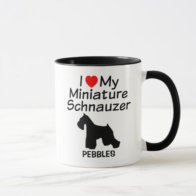 Caneca Costume Amo Meu Cachorro De Schnauzer Miniatura (Direita)