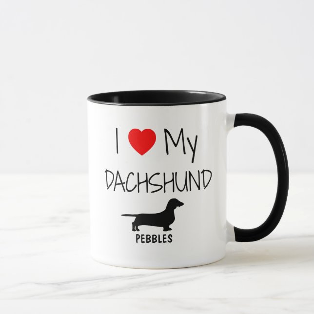 Caneca Costume Amo Meu Dachshund (Direita)
