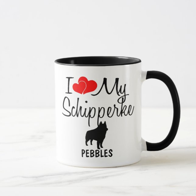 Caneca Costume Amo Meu Schipperke Mug (Direita)