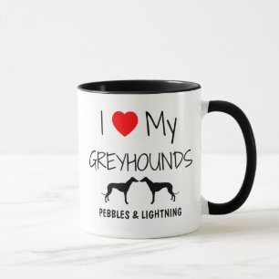 Caneca Costume Amo Meus Dois Greyhounds