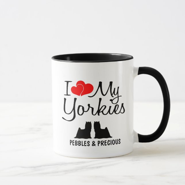 Caneca Costume Amo Meus Dois Yorkies (Direita)