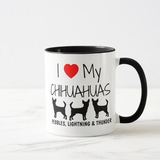 Caneca Costume Amo Meus Três Chihuahuas (Direita)