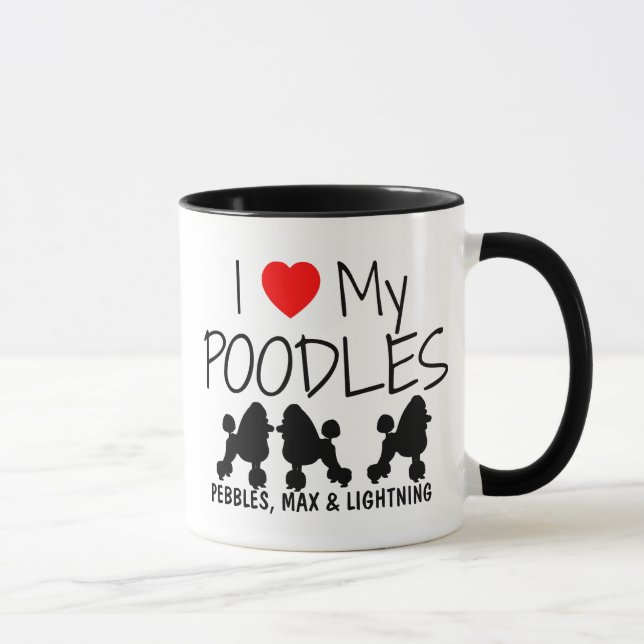 Caneca Costume Amo Meus Três Poodles (Direita)