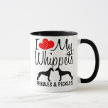 Caneca Costume Amo Minha Cama De Dois Bichos<br><div class="desc">Esta caneca "I Love My Whippets" personalizada é perfeita para qualquer um que possua dois cachorros Whippet,  basta mudar para seus próprios nomes Whippet com a caixa fornecida.</div>