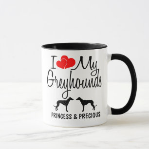 Caneca Costume Amo Minha Mug De Dois Greyhounds