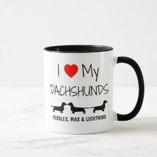 Caneca Costume Amo Os Meus Três Dachshakes