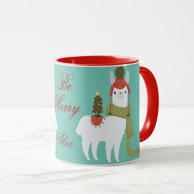 Caneca Costume do lama do Natal (Frente Esquerda)