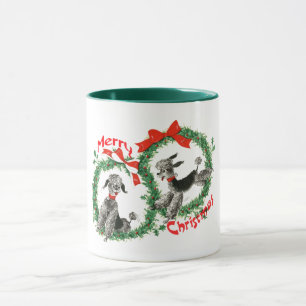 Caneca Costume retro adorável da grinalda das caniches d