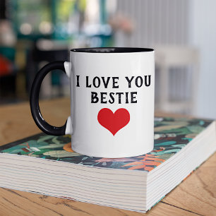 Caneca Costume Te Amo Bestie Texto Coração Vermelho Bonit