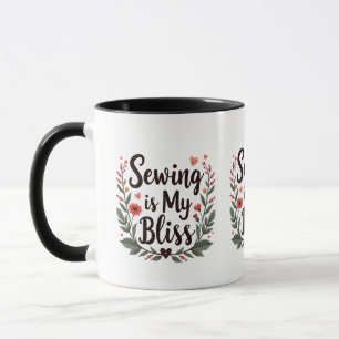 Caneca Costura É Minha Felicidade Tipografia Floral