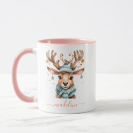 Caneca Cóta Aquarela Madeira Reindee de Natal