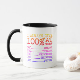 Caneca Cota de Trabalho Colorido e Divertido 100% Esforço