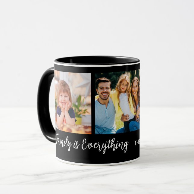 Caneca Cota Personalizada da Família de Colagem de Fotos  (Frente Esquerda)