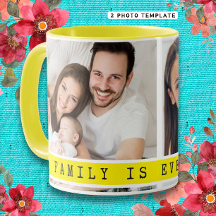 Caneca Cota Simples da Família de Colagem de Fotos - Amar