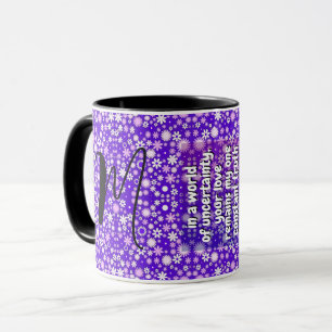 Caneca Cotas e Monograma Irmã Floral Roxo Especial