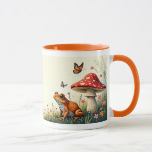 Caneca Cottagecore Cogumelos e Sapo