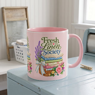 Caneca Cottagecore Lavanderia Lençóis Florais de Lavanda
