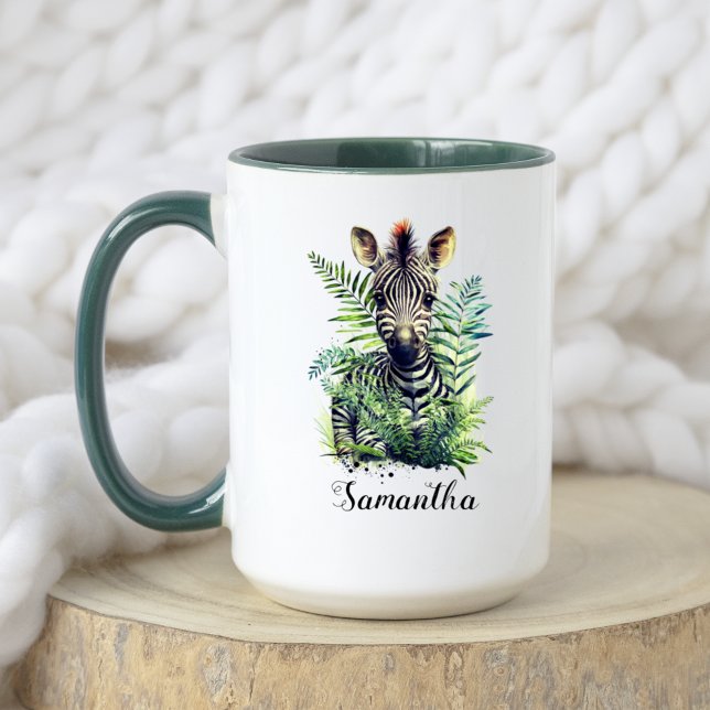 Caneca Cótulo Aquático Floral Bebê Zebra Safari Animal (Criador carregado)