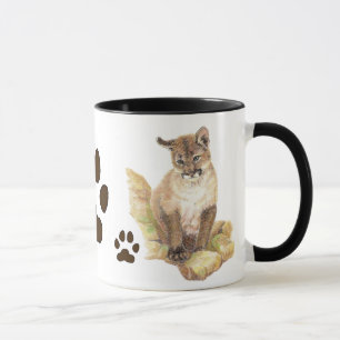Caneca Cougar, Puma, Trilhas De Cubo Animal De Leão Monta