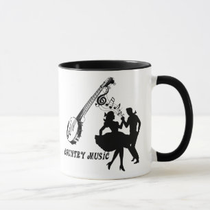 Caneca Country Music Banjo Square Dancers Silhout art