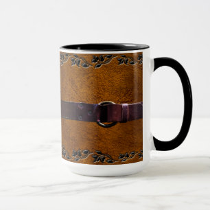 Caneca Couro e correia, Mug de couro castanho