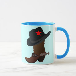 CANECA COWBOY BOOT E HAT COM STAR VERMELHA