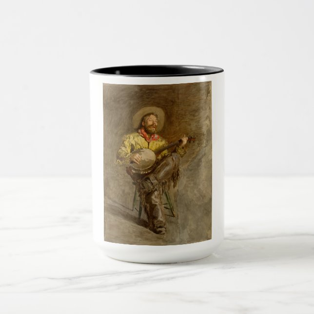 Caneca Cowboy Cantando Tocando um Banjo Oeste Espanhol (Centro)