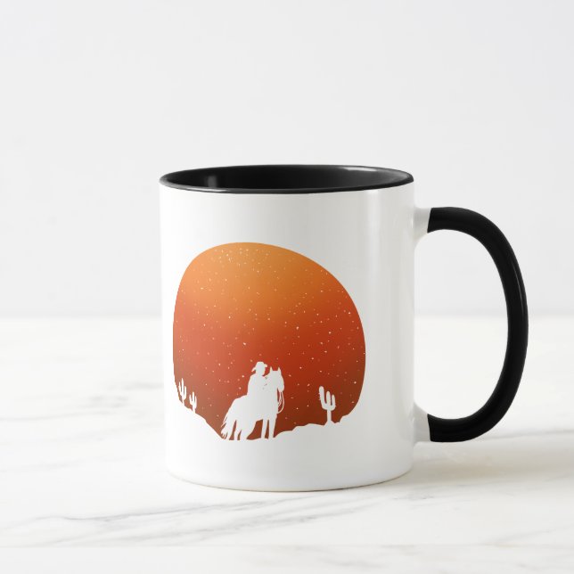 Caneca Cowboy com a paisagem solar selvagem do oeste (Direita)