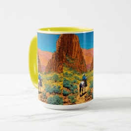 Caneca Cowboy do estilo Tintin | Cena de Canyon Vibrante