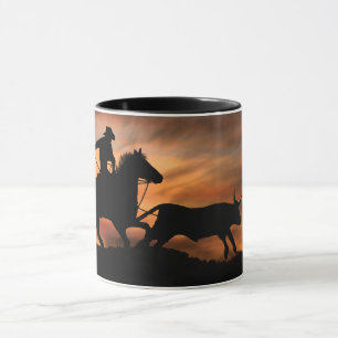 Caneca Cowboy e Steer Roping no Sunset