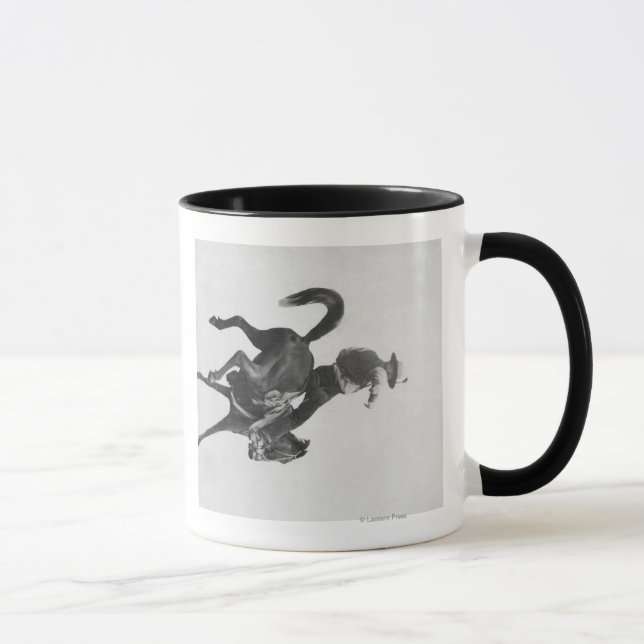 Caneca Cowboy Ned Coy Riding Bucking Bronco nomeado (Direita)