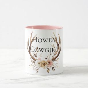 Caneca Cowgirl Deer Antlers Floral