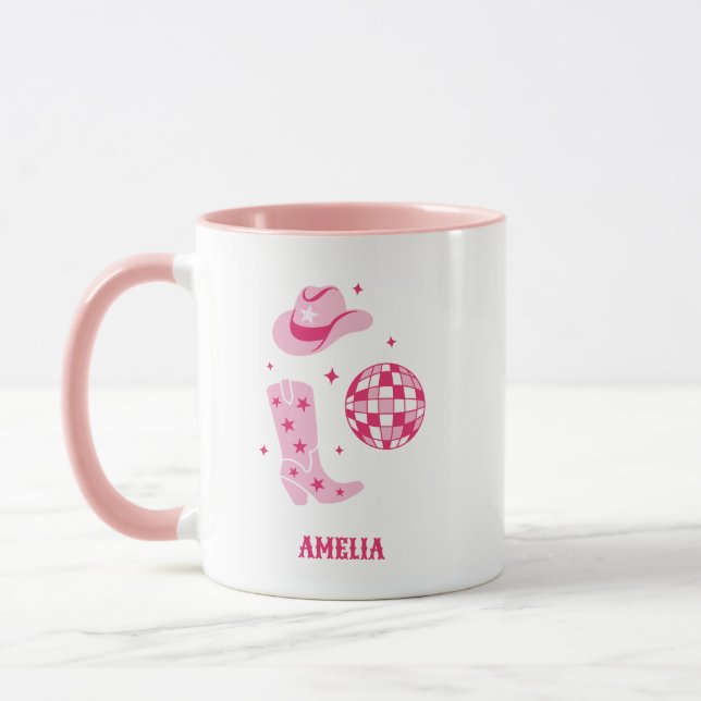 Caneca Cowgirl Pink Personalizada Coffee Mug (Esquerda)