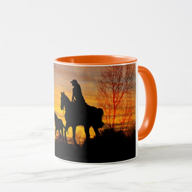Caneca Cowgirl Sunset Horseback Ride Coffee Mug (Frente Esquerda)