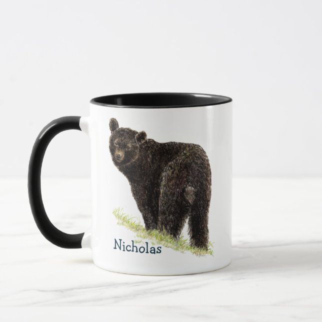 Caneca Coxa Aquarela Negra Urso Negro Arte Animal (Esquerda)