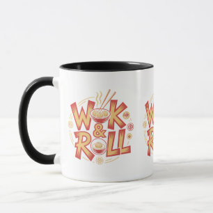 Caneca Cozinha Asiática Dim Sum Wok & Roll Vintage Retro 
