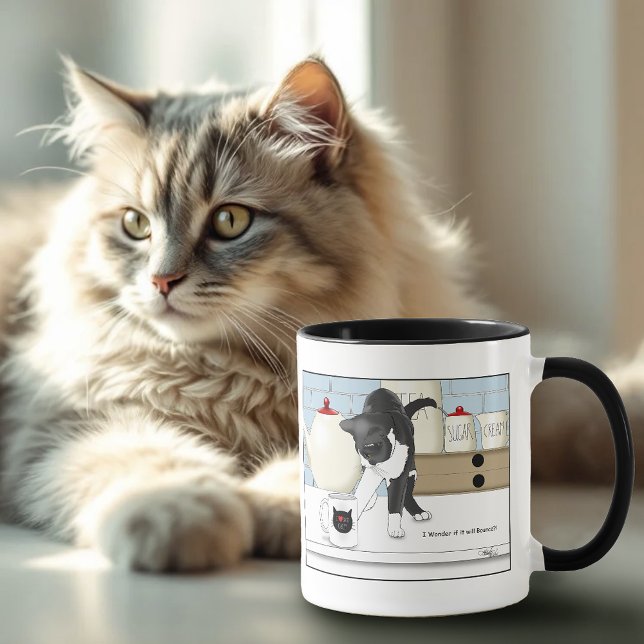 Caneca Cozinha de Mata Branca de Gato Engraçado de Chá (Criador carregado)