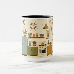 Caneca Cozinha Retro Atômica Moderna de Meados do Século 