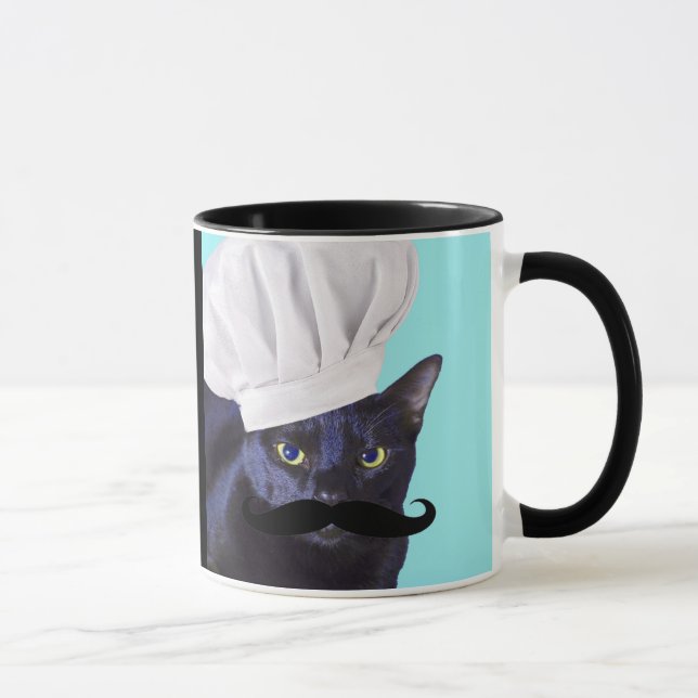 Caneca Cozinheiro chefe italiano, gato preto (Direita)