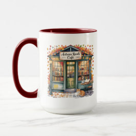 Caneca Cozy Autumn Book Café Mug — Open Book & Lantern