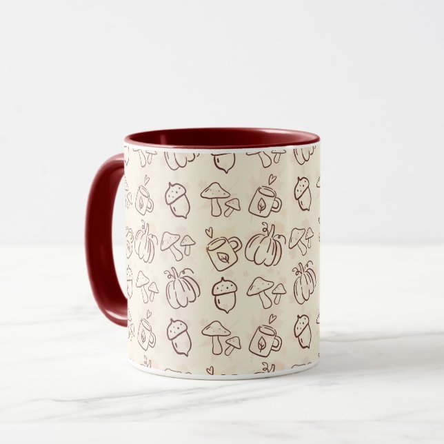 Caneca Cozy Autumn Harvest Doodle Pattern Mug (Frente Esquerda)