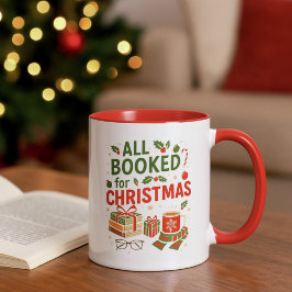 Caneca Cozy Booked for Christmas Red Green for Readers