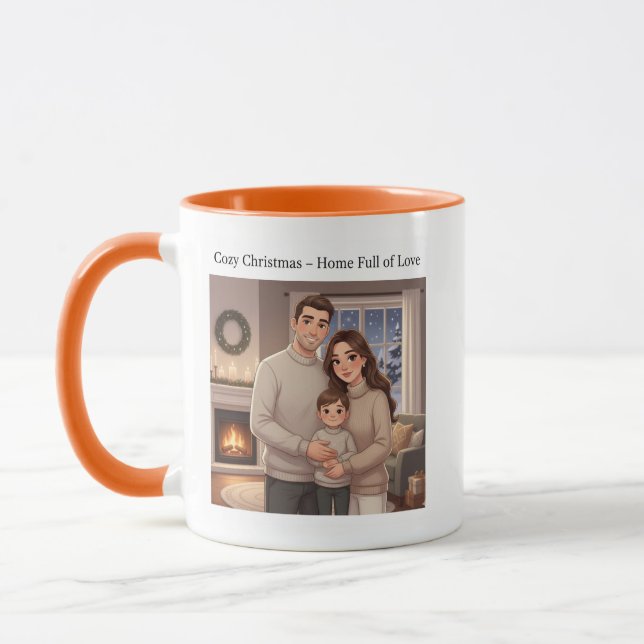Caneca Cozy Christmas Family Mug – Holiday Gift Illustrat (Esquerda)