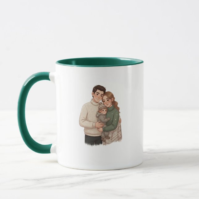 Caneca Cozy Christmas Family Mug – Personalized Holiday  (Esquerda)